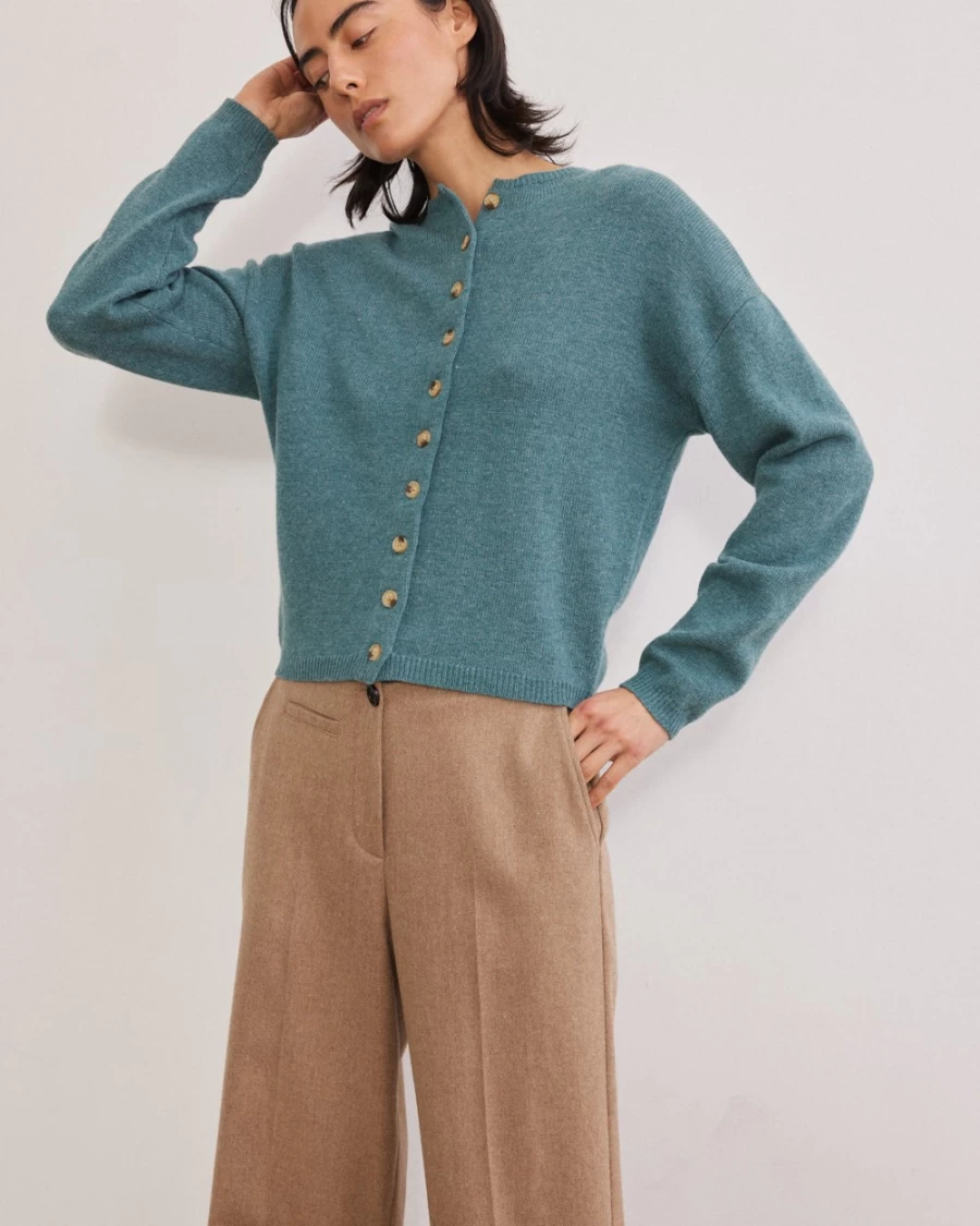Rue Blanche Shirley Cardi Rond 23A Aqua Women's Knit Cardigan