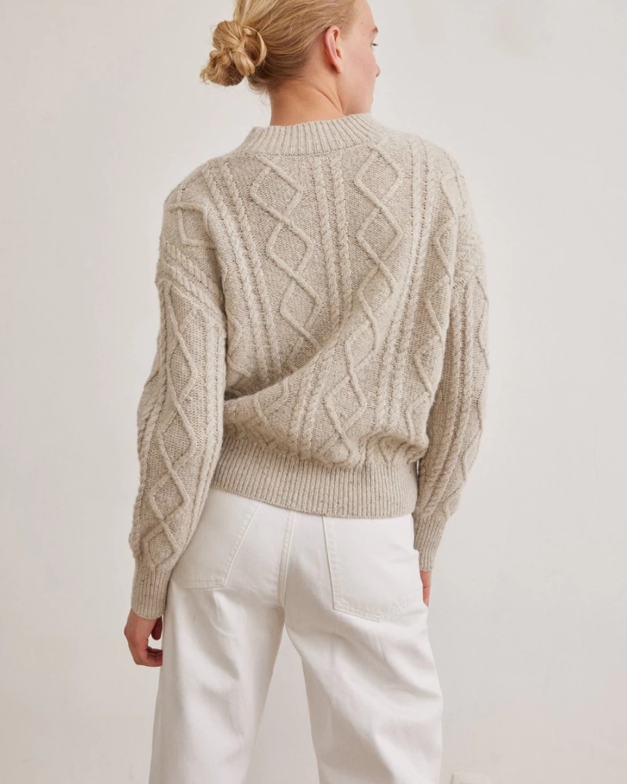 Rue Blanche Women's Aran Pullover 23H Natural Wool Sweater