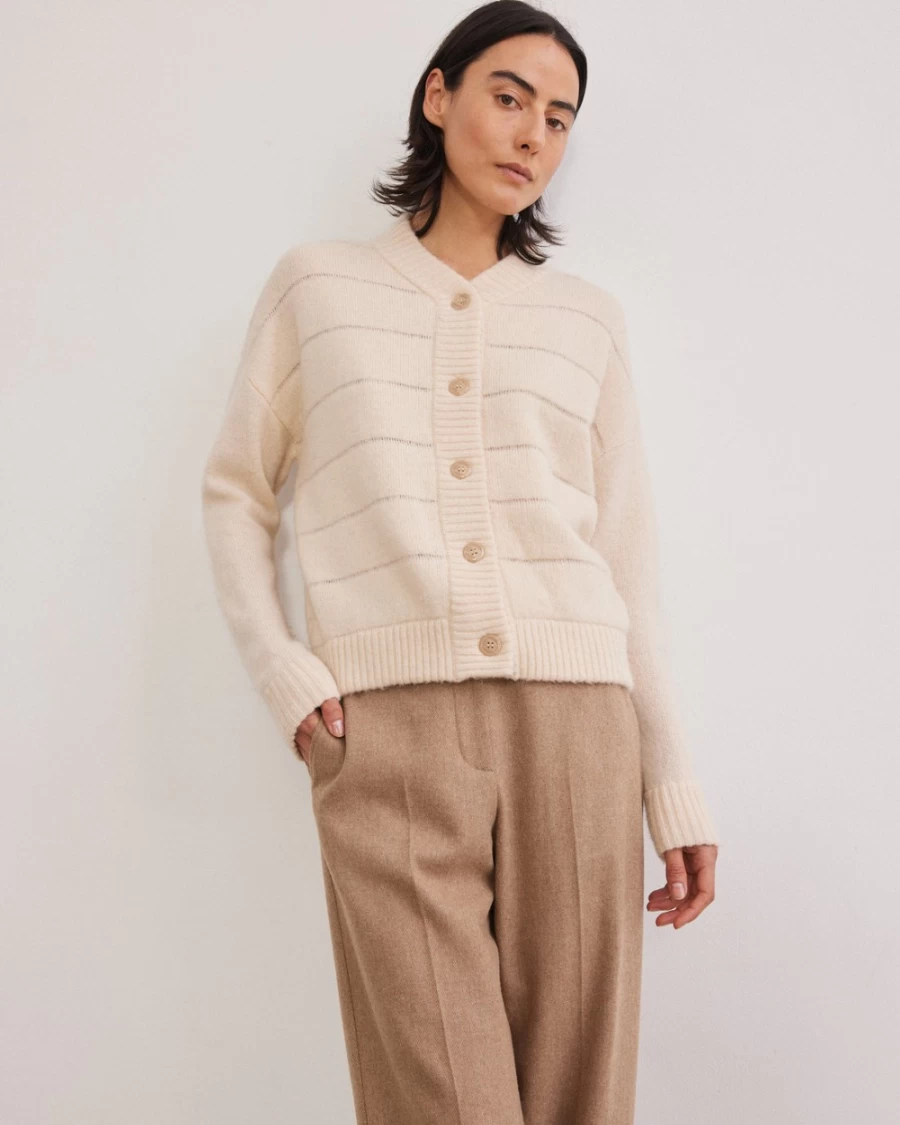 Rue Blanche Women's Alpa Cardi 23H Ecru Knit Cardigan