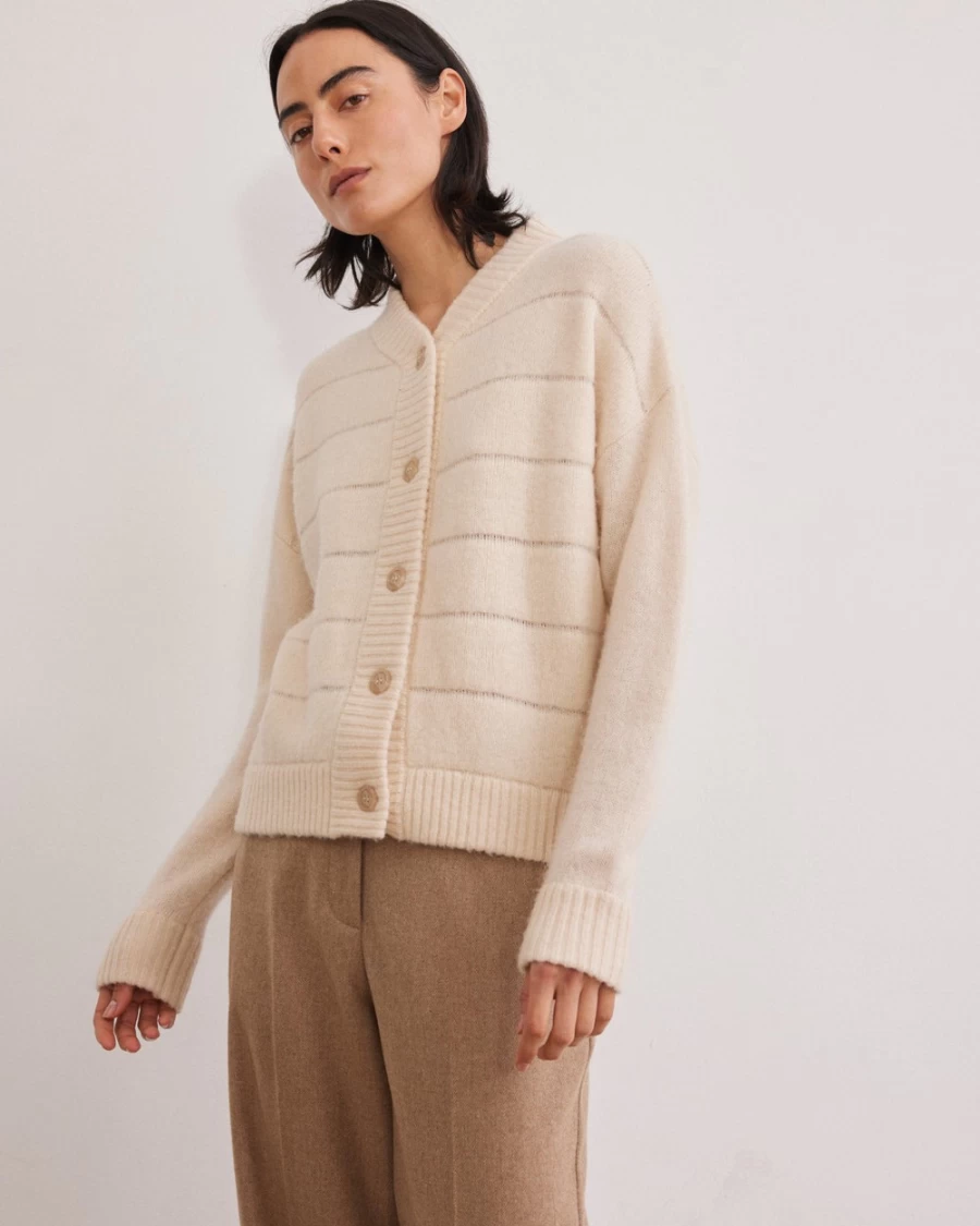 Rue Blanche Women's Alpa Cardi 23H Ecru Knit Cardigan