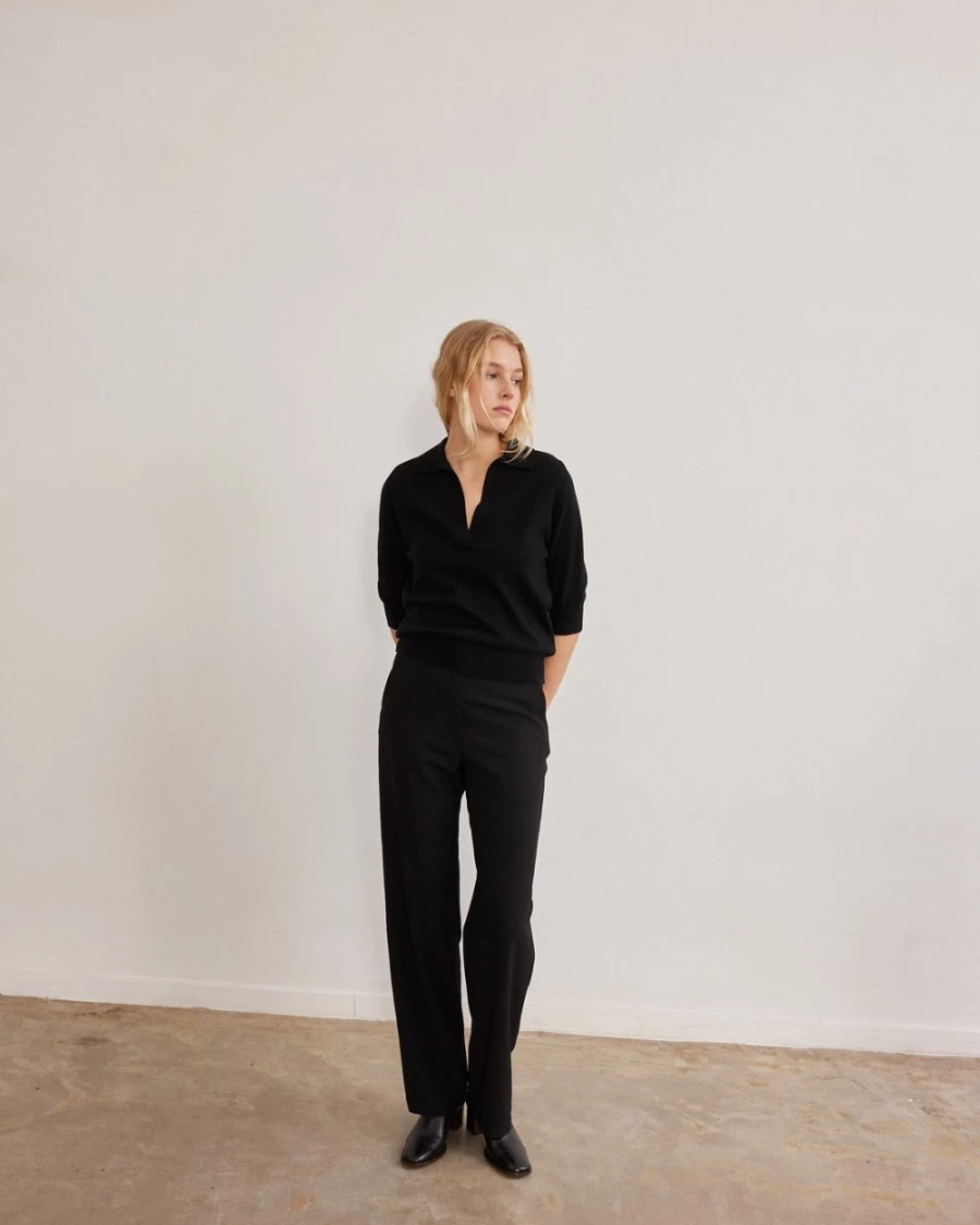 Rue Blanche Women's Soft Polo Shirt 23A in Black - Classic Casual Comfort