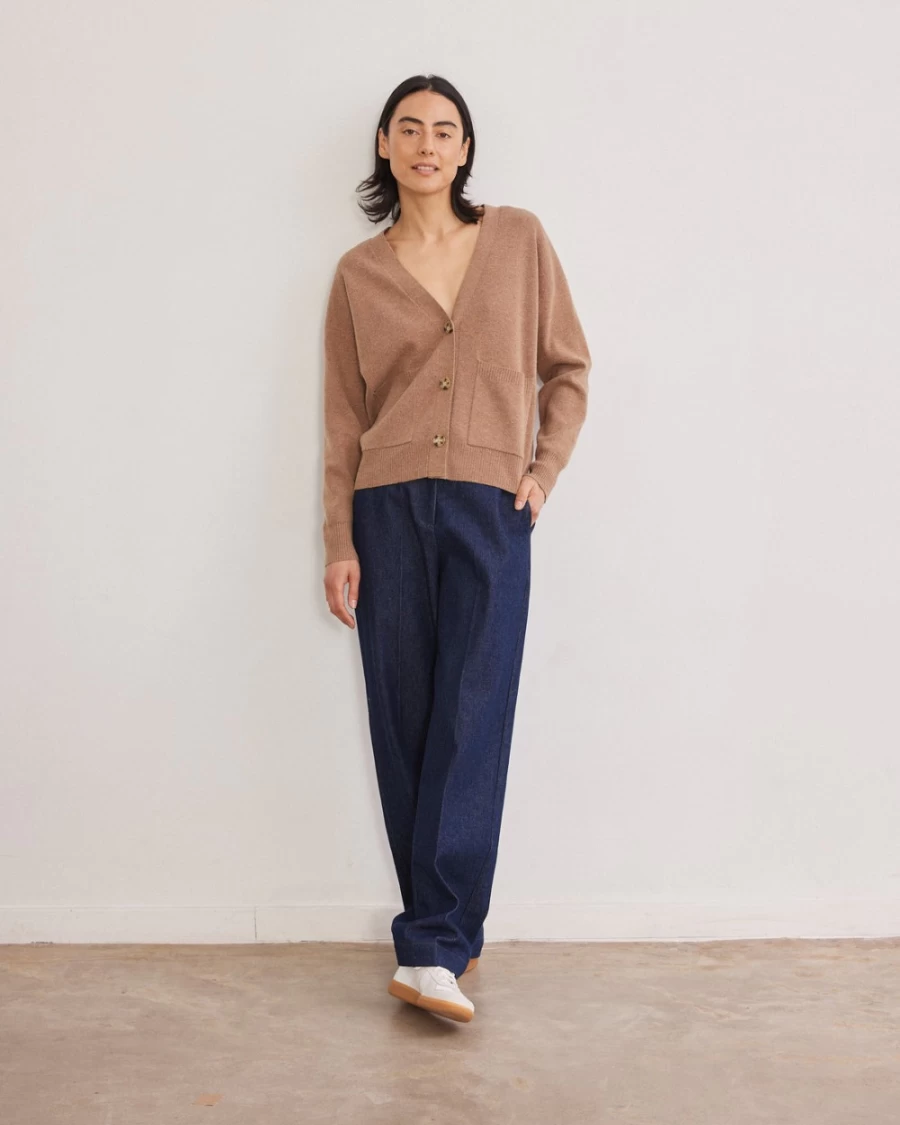 Rue Blanche Women's Shirley Cardi V 23A Camel Knit Cardigan