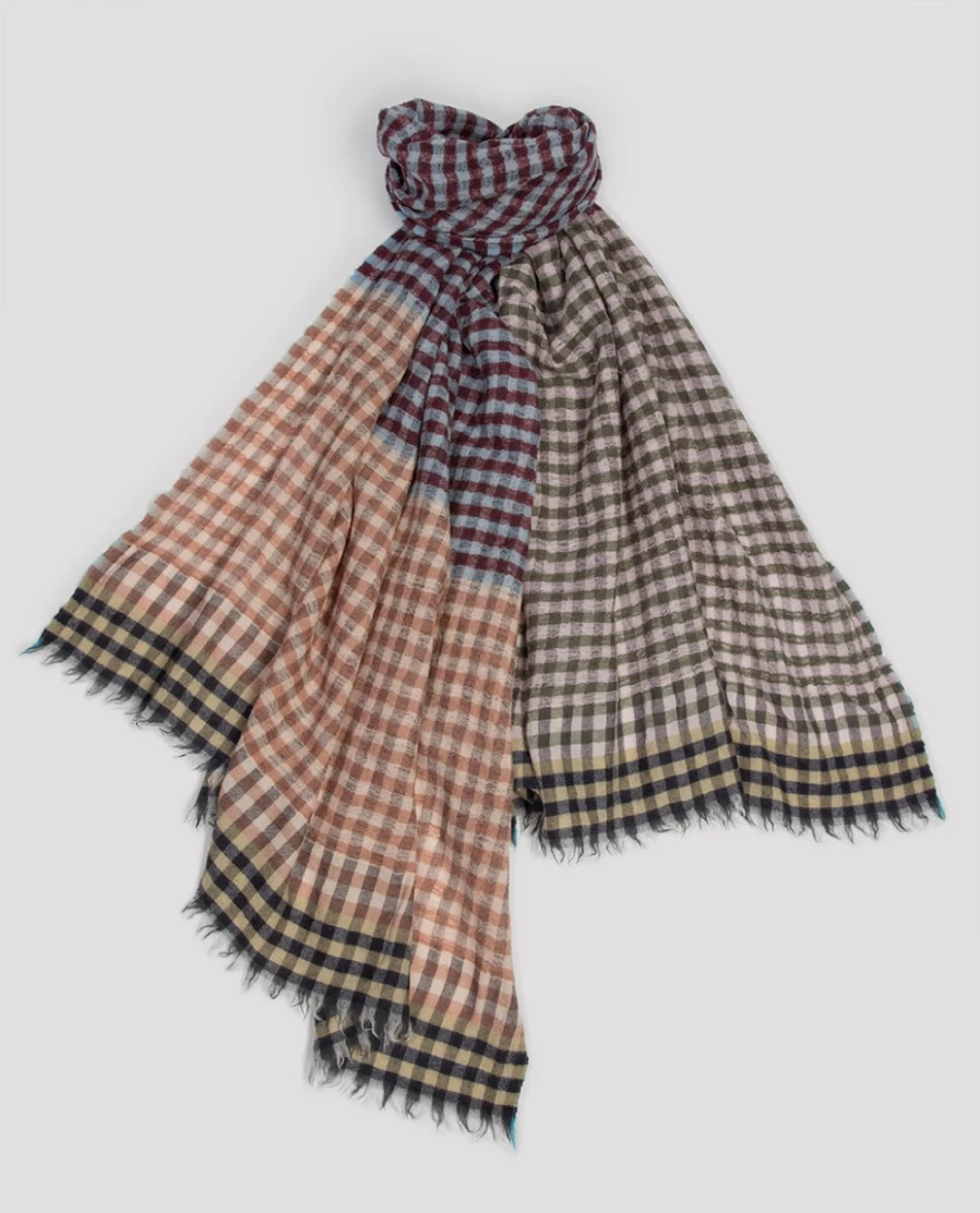Rue Blanche Women's Turquoise Check Scarf - Epice 23H Elegant Plaid Wrap