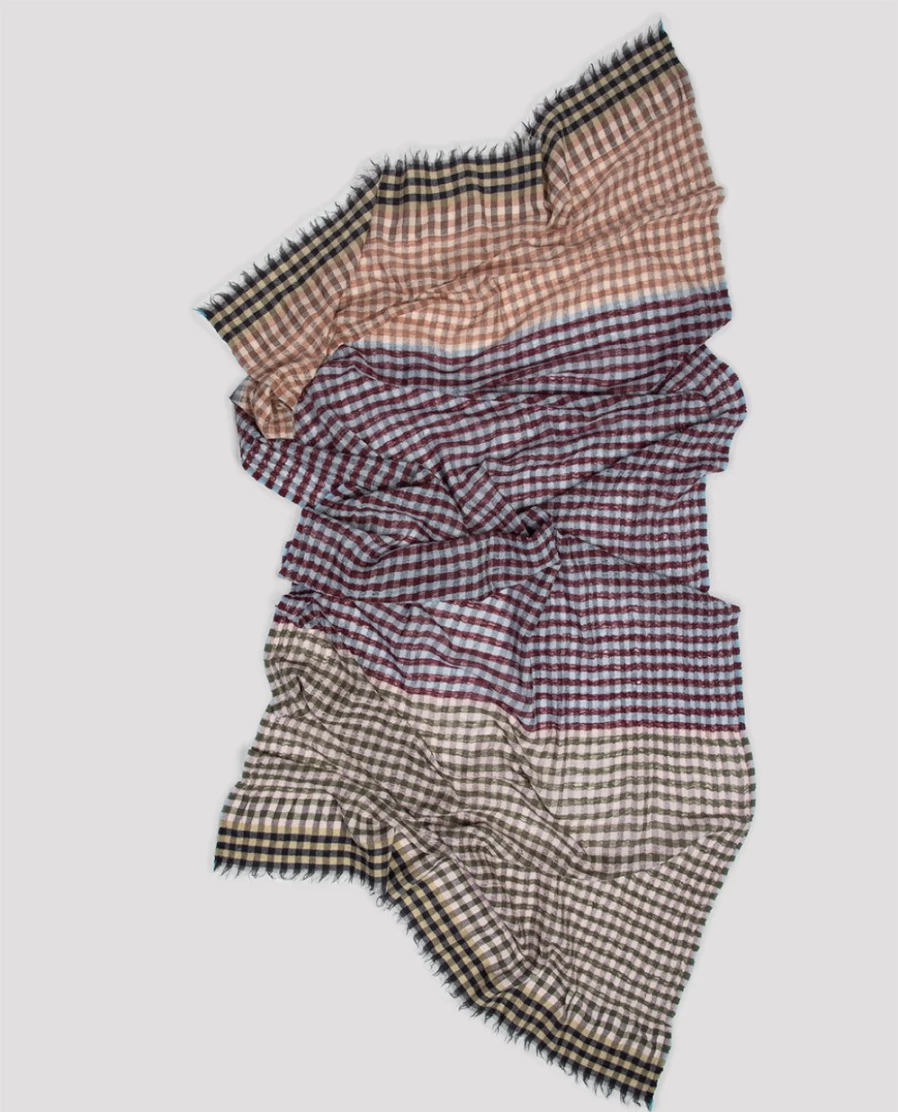 Rue Blanche Women's Turquoise Check Scarf - Epice 23H Elegant Plaid Wrap