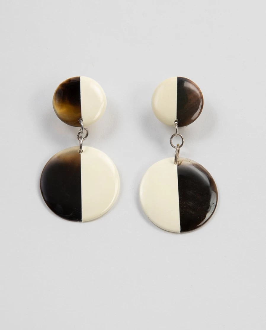 Rue Blanche Women's White Double Disc Earrings - Elegant 23E L'Indochineur Design