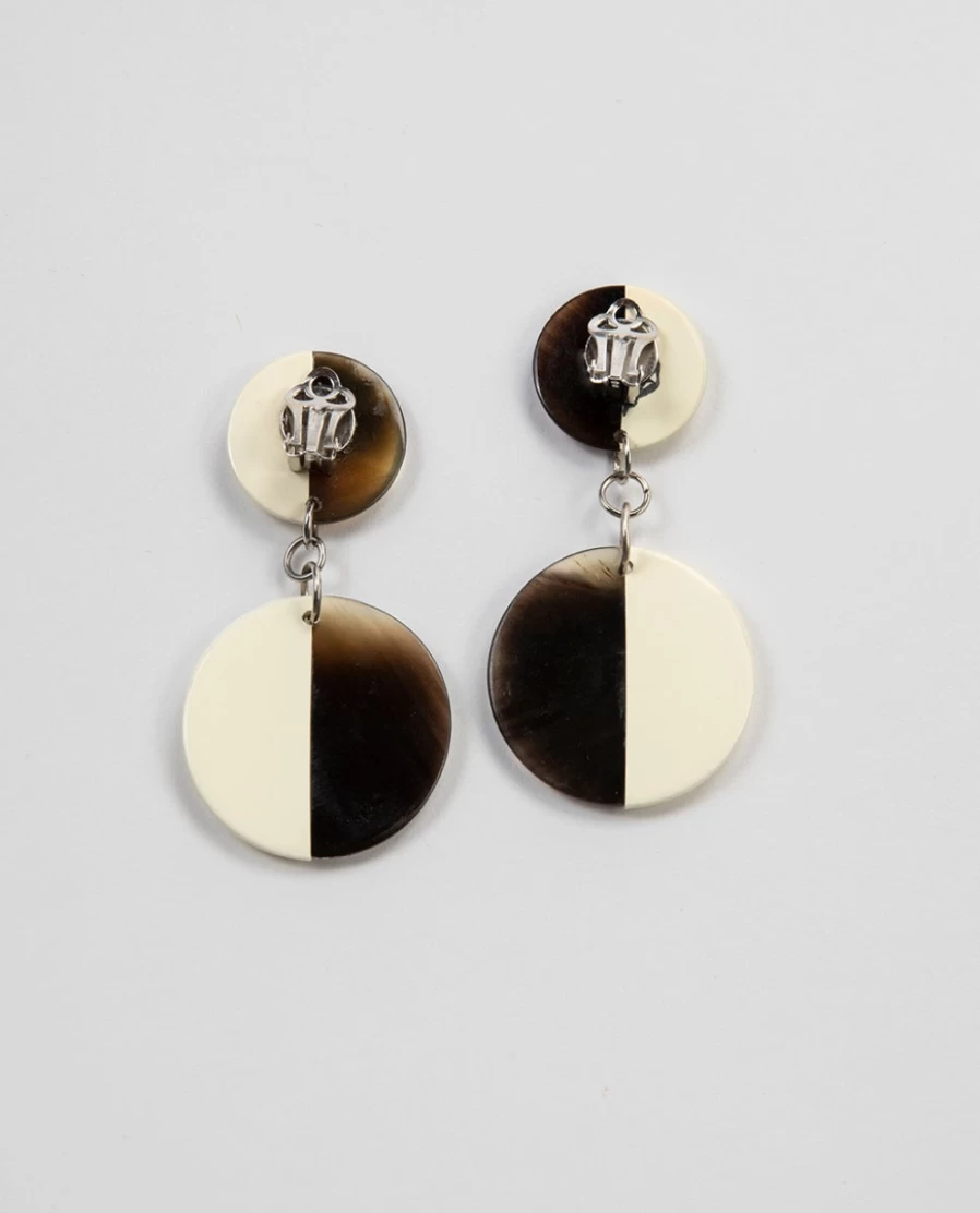 Rue Blanche Women's White Double Disc Earrings - Elegant 23E L'Indochineur Design