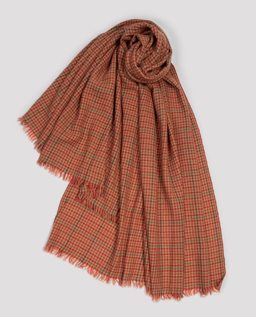 Rue Blanche Women's Puccini Scarf in Red, Lovat & Green - 23H Luxury Fashion Accessory