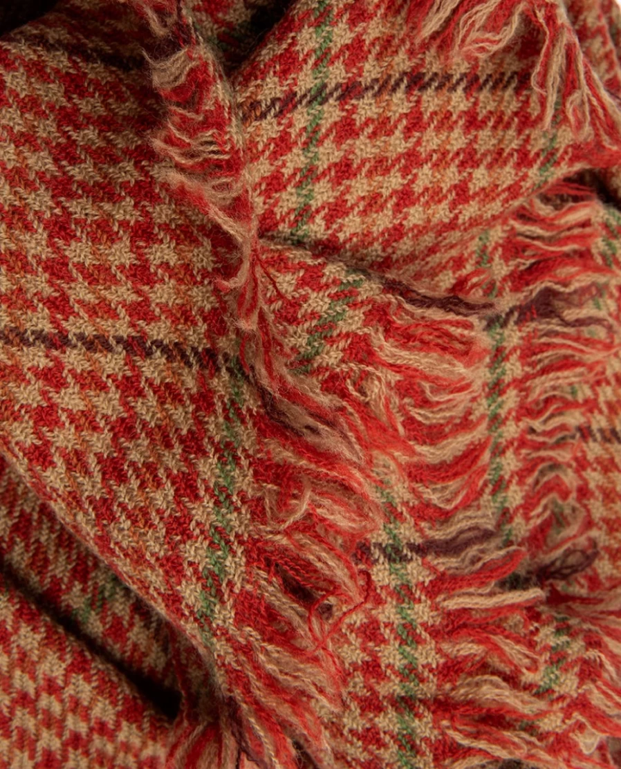 Rue Blanche Women's Puccini Scarf in Red, Lovat & Green - 23H Luxury Fashion Accessory