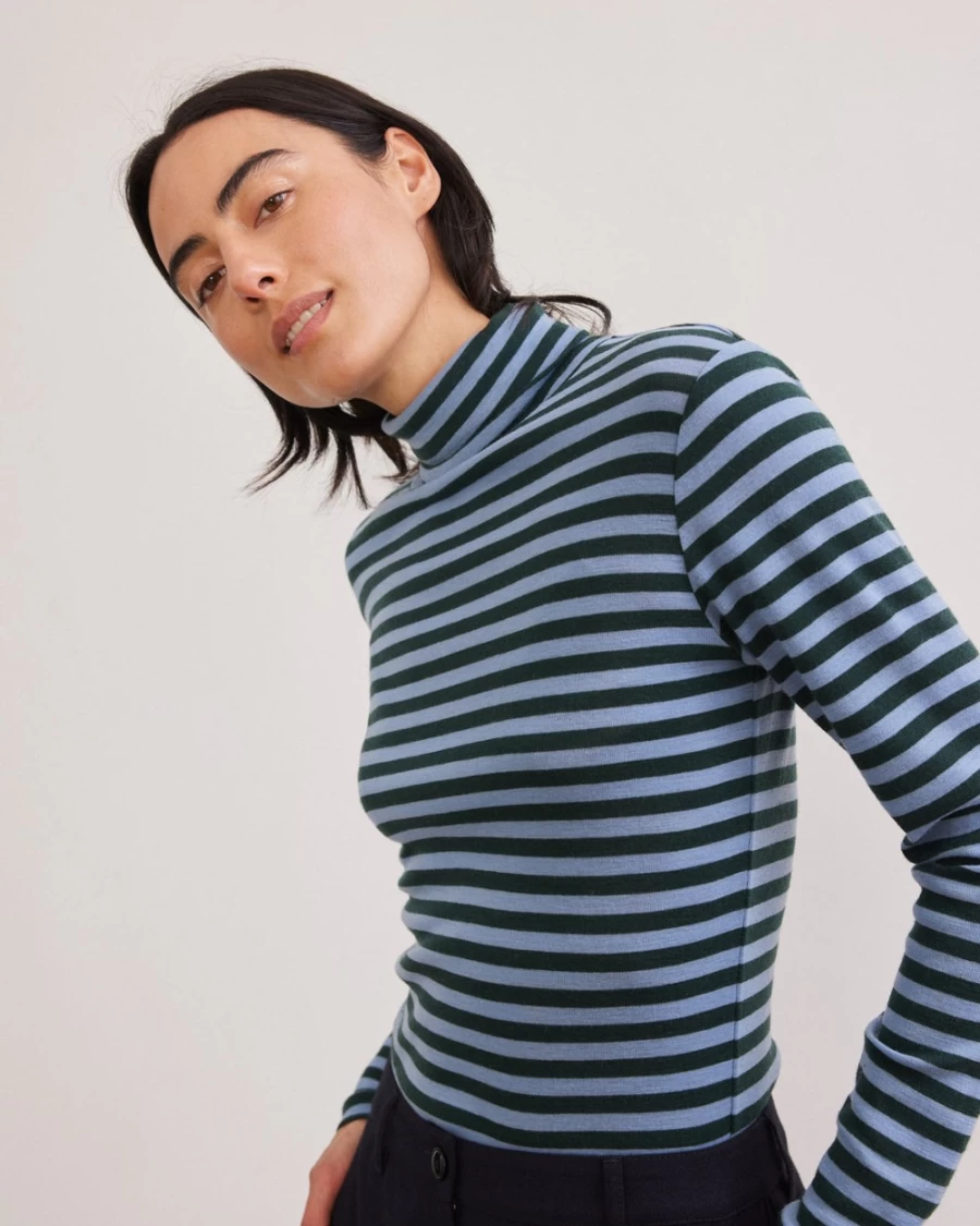 Rue Blanche Women's Ribfin Roll Stripe 23A Striped Top