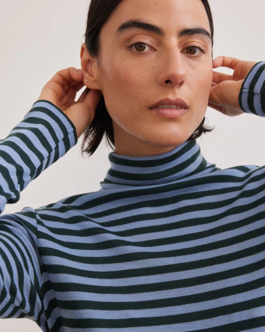 Rue Blanche Women's Ribfin Roll Stripe 23A Striped Top