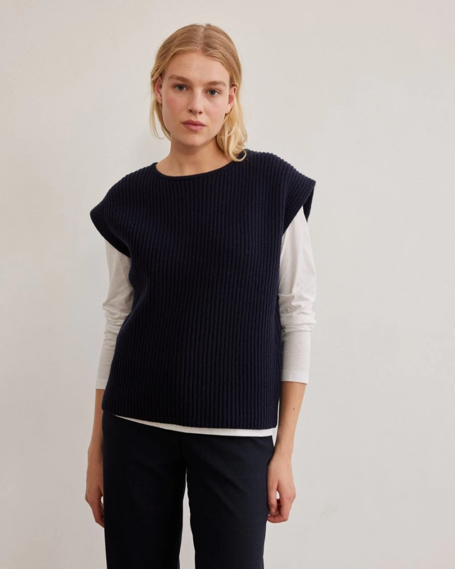 Rue Blanche Women's Shep Top 23H in Navy - Classic Navy Blue Blouse for Women