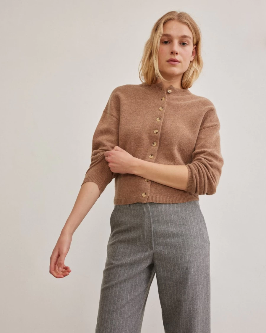Rue Blanche Shirley Cardi Rond 23A Camel Women's Knit Cardigan