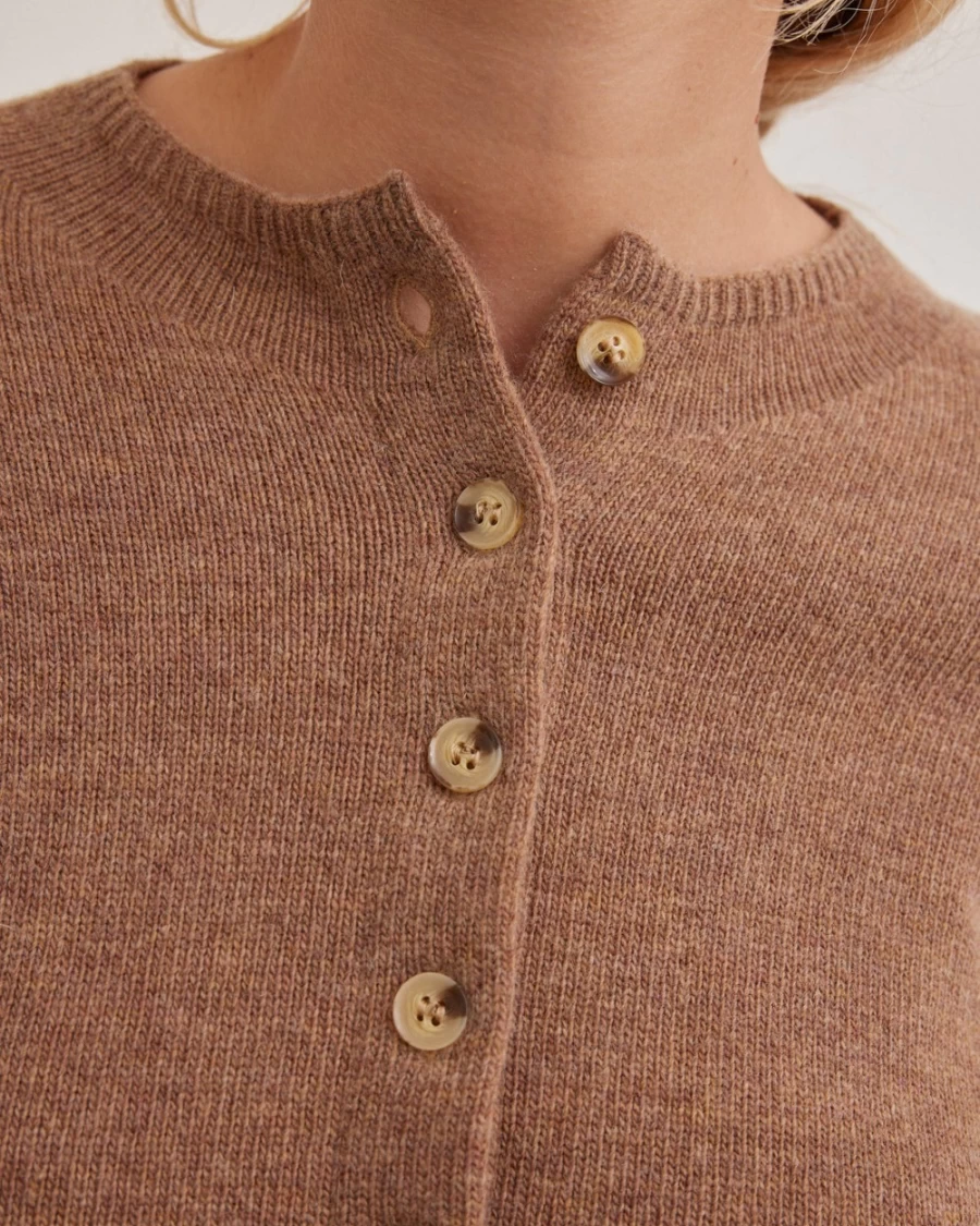 Rue Blanche Shirley Cardi Rond 23A Camel Women's Knit Cardigan