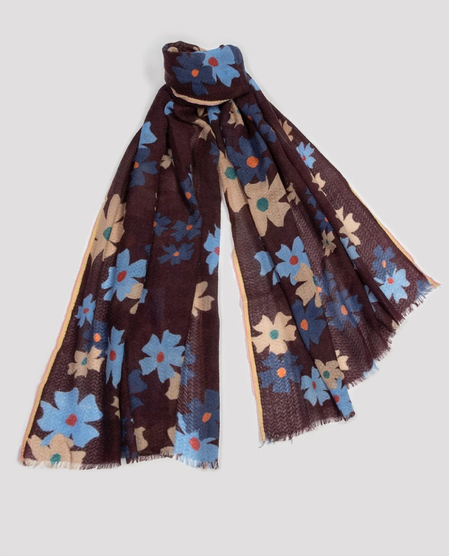 Rue Blanche Women's Printed Scarf Pw2360 in Prune-Epice - Elegant Floral Fashion Accessory