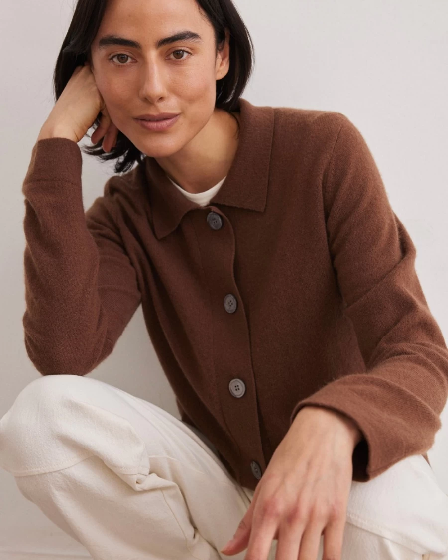 Rue Blanche Women's Lumina Cardi 23A Chestnut Knit Cardigan