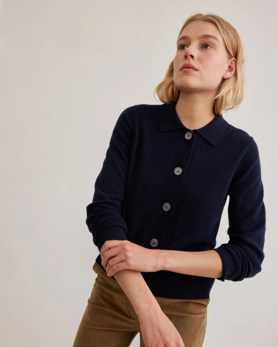 Rue Blanche Women's Lumina Cardi 23A Navy Lightweight Knit Cardigan