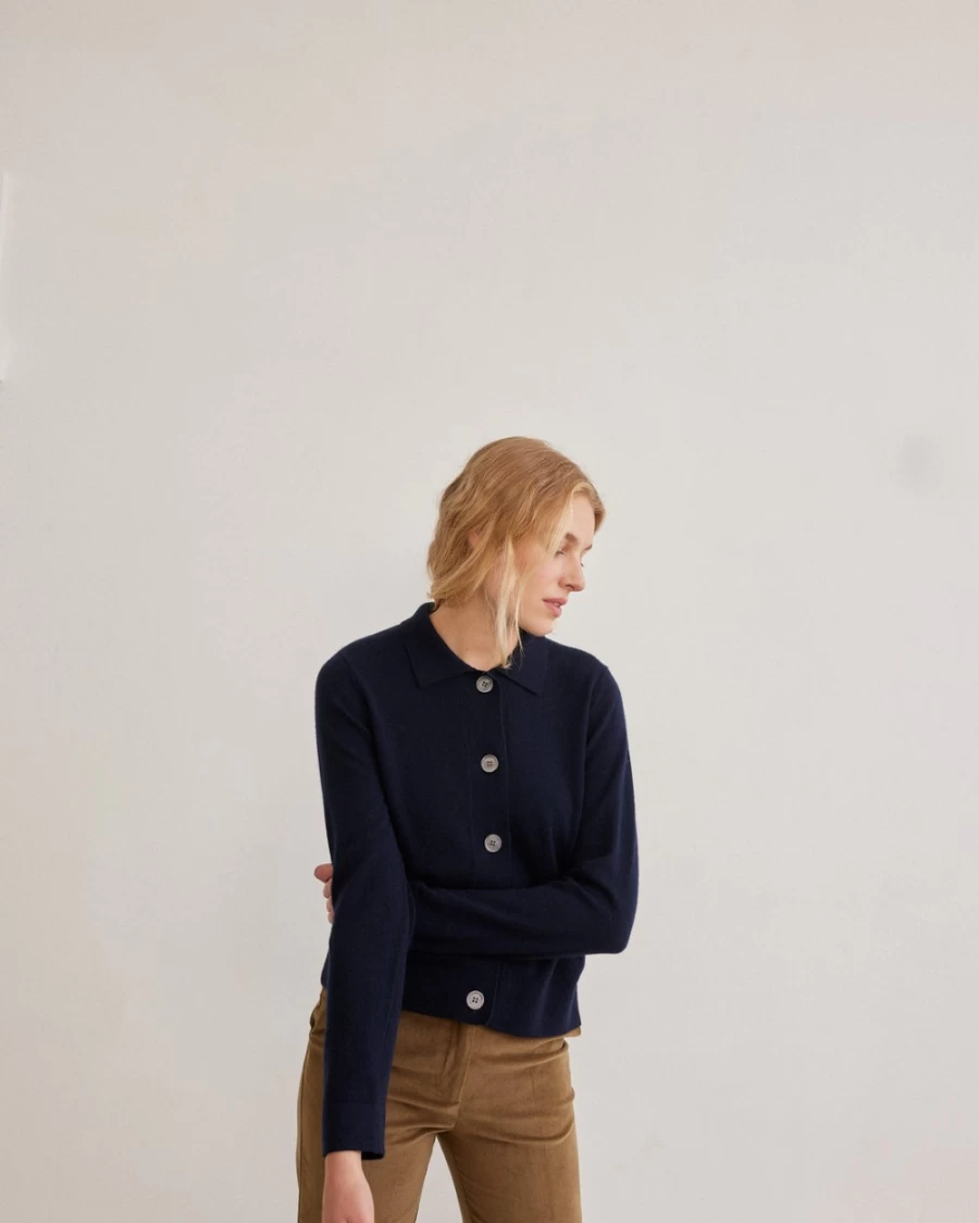 Rue Blanche Women's Lumina Cardi 23A Navy Lightweight Knit Cardigan