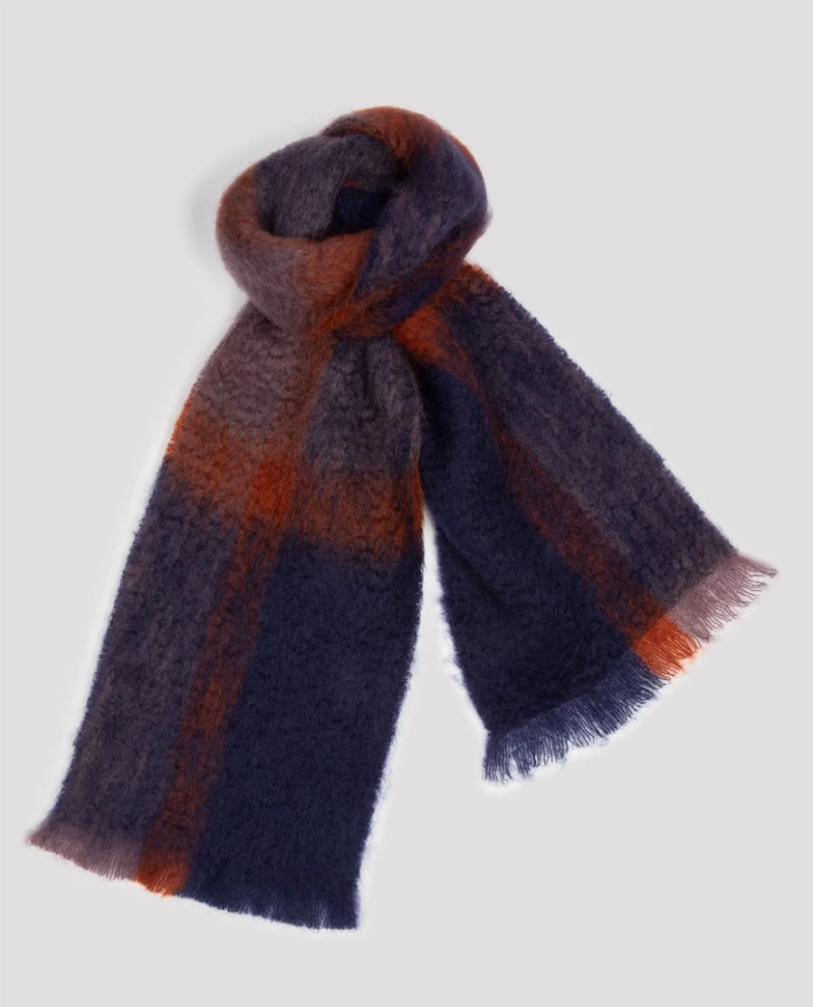 Rue Blanche Women's Fleecy Lovat Green & Navy Scarf - Soft Winter Accessory