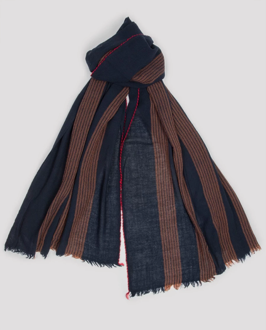 Rue Blanche Women's Krall Scarf in Navy, Lovat Green - Luxury Wool Winter Accessory
