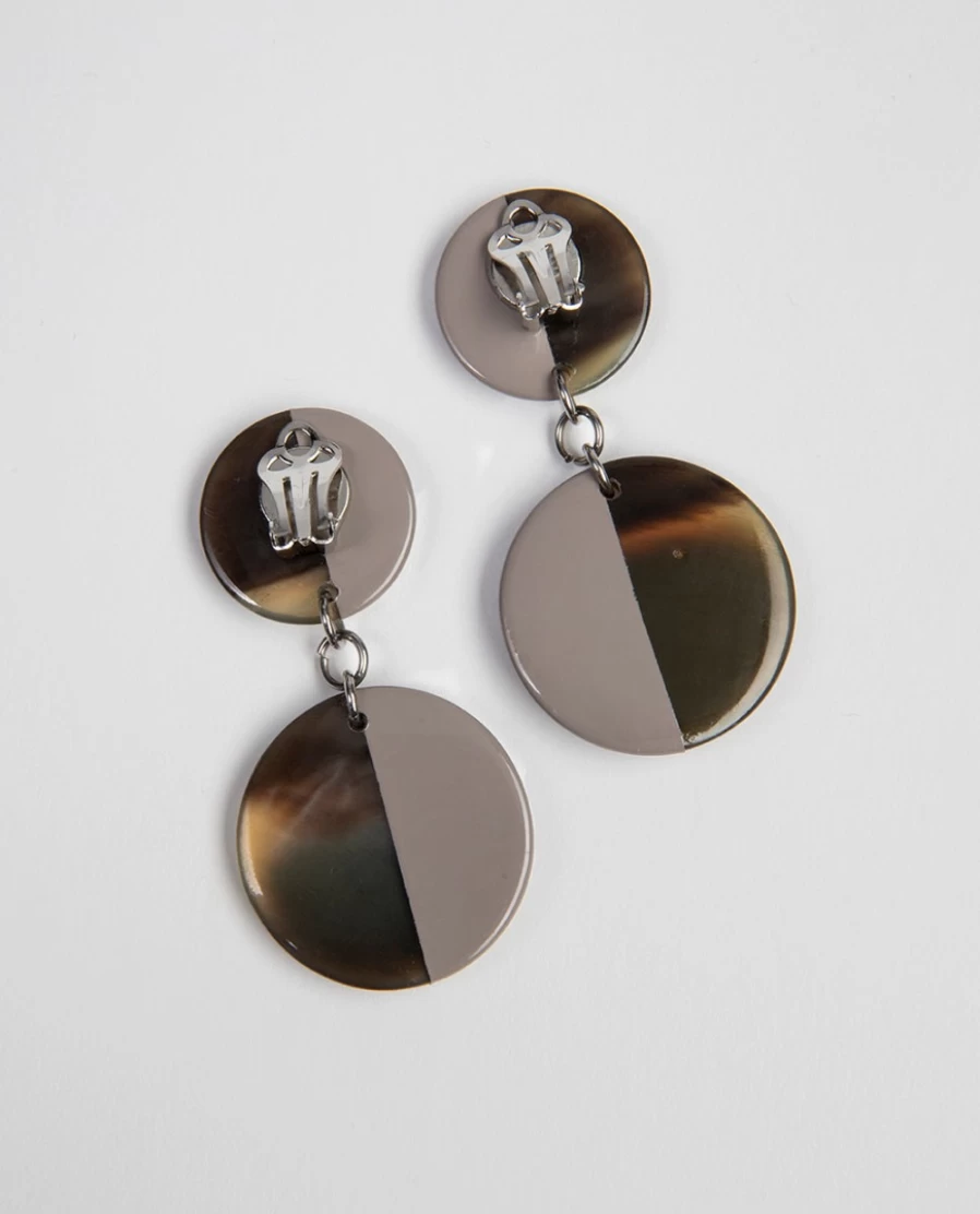 Rue Blanche Women's Double Disc Earrings - Coffee 22H L'Indochineur Chic Hoop Design