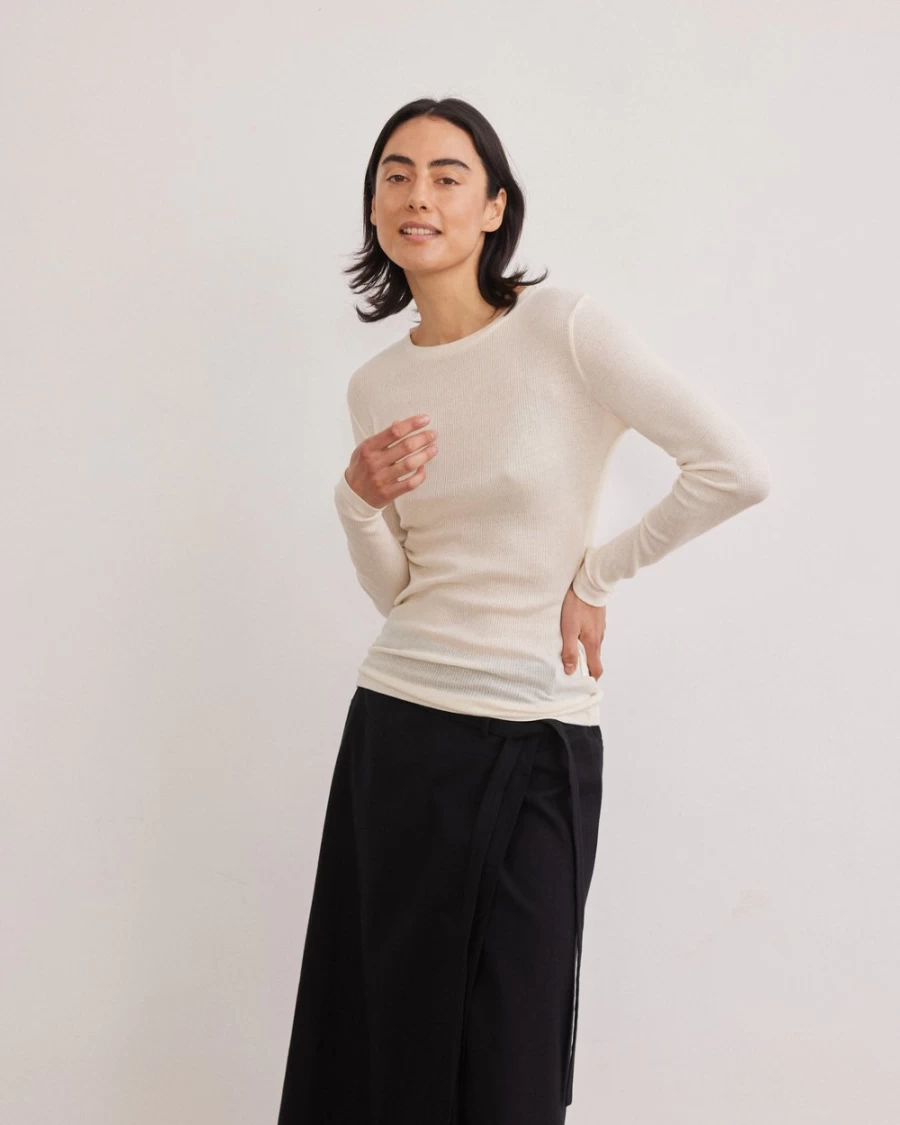 Rue Blanche Women's Cashcot Round 23A Off White Sweater